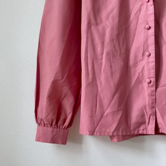 Vintage Dusty Rose Scalloped Button Down Blouse - Picture 4 of 5